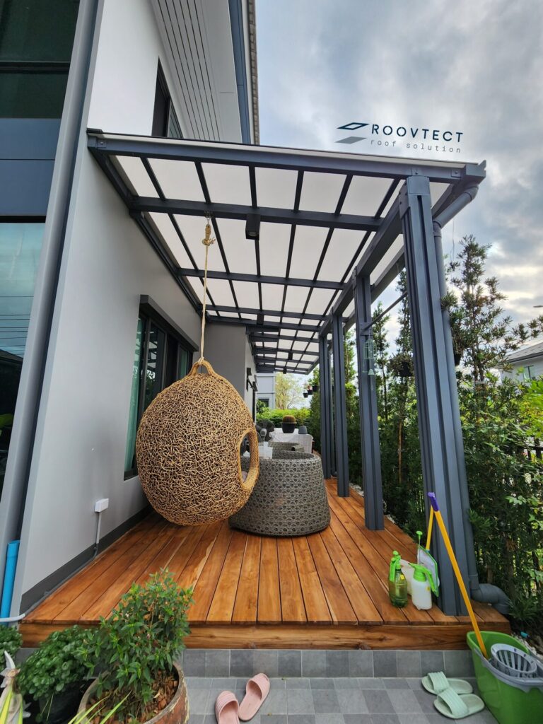 หลีงคาข้างบ้านแผ่น Shinkolite จาก ROOVTECT หมู่บ้านเศรษฐสิริ
