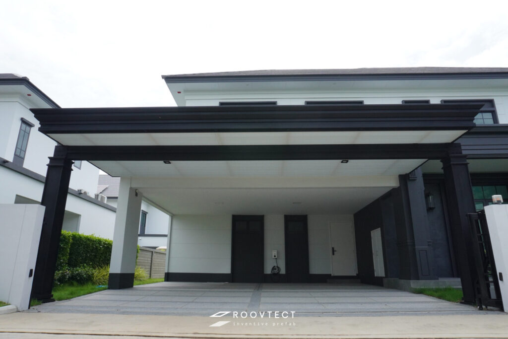 โรงรถ Classical Contemporary จาก ROOVTECT หมู่บ้านเศรษฐสิริ ราชพฤกษ์ - สาย 1
